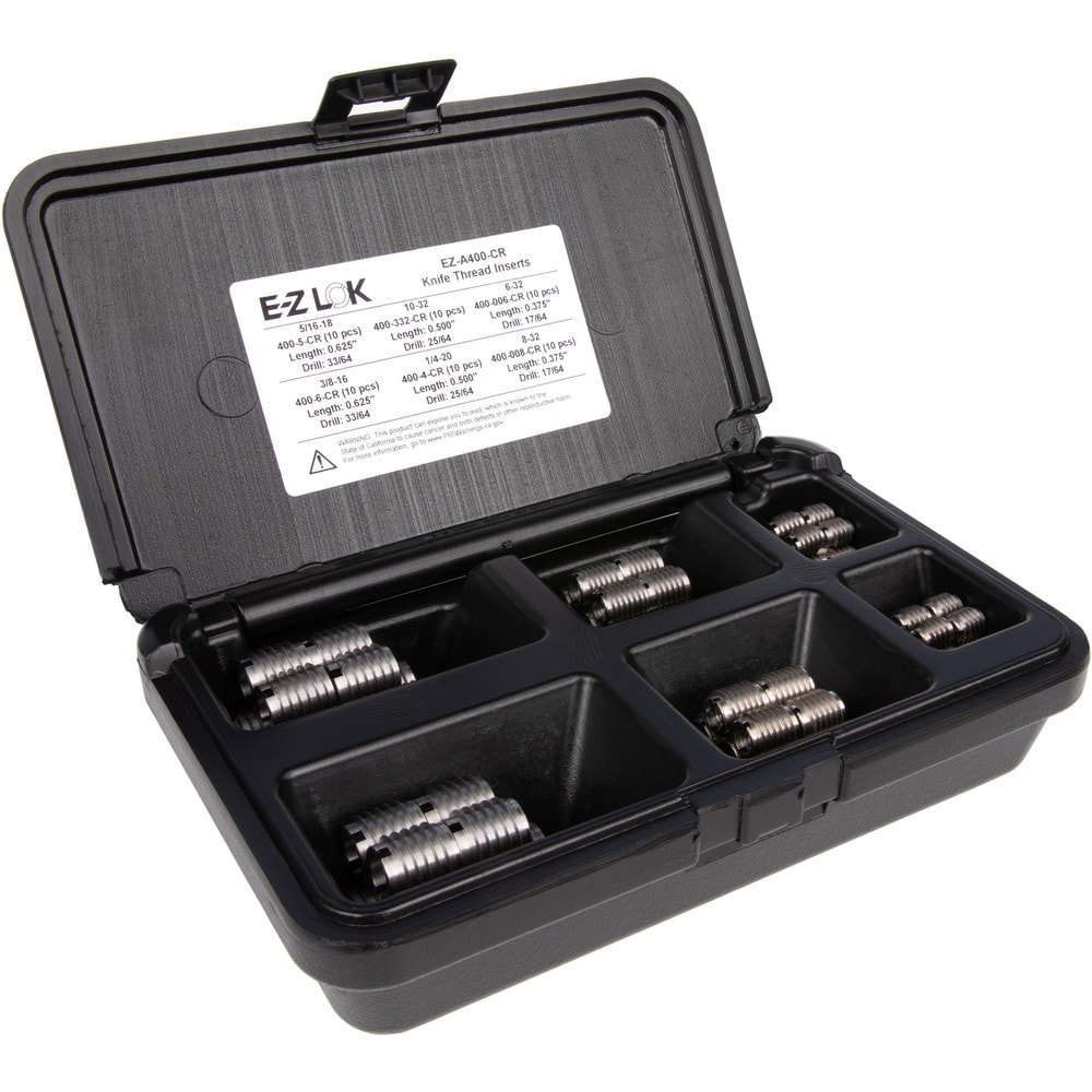 Thread Repair Kits; Kit Type: Threaded Insert ; Insert Thread Size (Inch): #6-32; #8-32; #10-32; 1/4-20; 5/16-18; 3/8-16 ; Includes Drill: No ; Includes Tap: No ; Includes Installation Tool: No ; Includes Tang Removal Tool: No