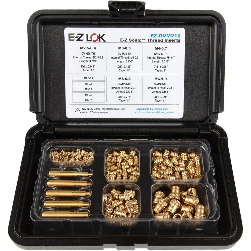 Thread Repair Kits; Kit Type: Threaded Insert ; Insert Thread Size (mm): M2.5x0.4; M3x0.5; M4x0.7; M6x1 ; Includes Drill: No ; Includes Tap: No ; Includes Installation Tool: No ; Includes Tang Removal Tool: No