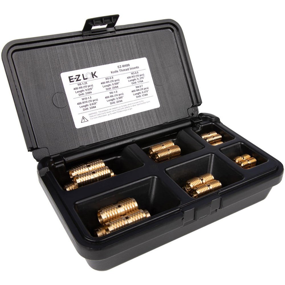 Thread Repair Kits; Kit Type: Threaded Insert ; Insert Thread Size (mm): M3x0.5; M4x0.7; M5x0.8; M6x1; M8x1.25 ; Includes Drill: No ; Includes Tap: No ; Includes Installation Tool: No ; Includes Tang Removal Tool: No