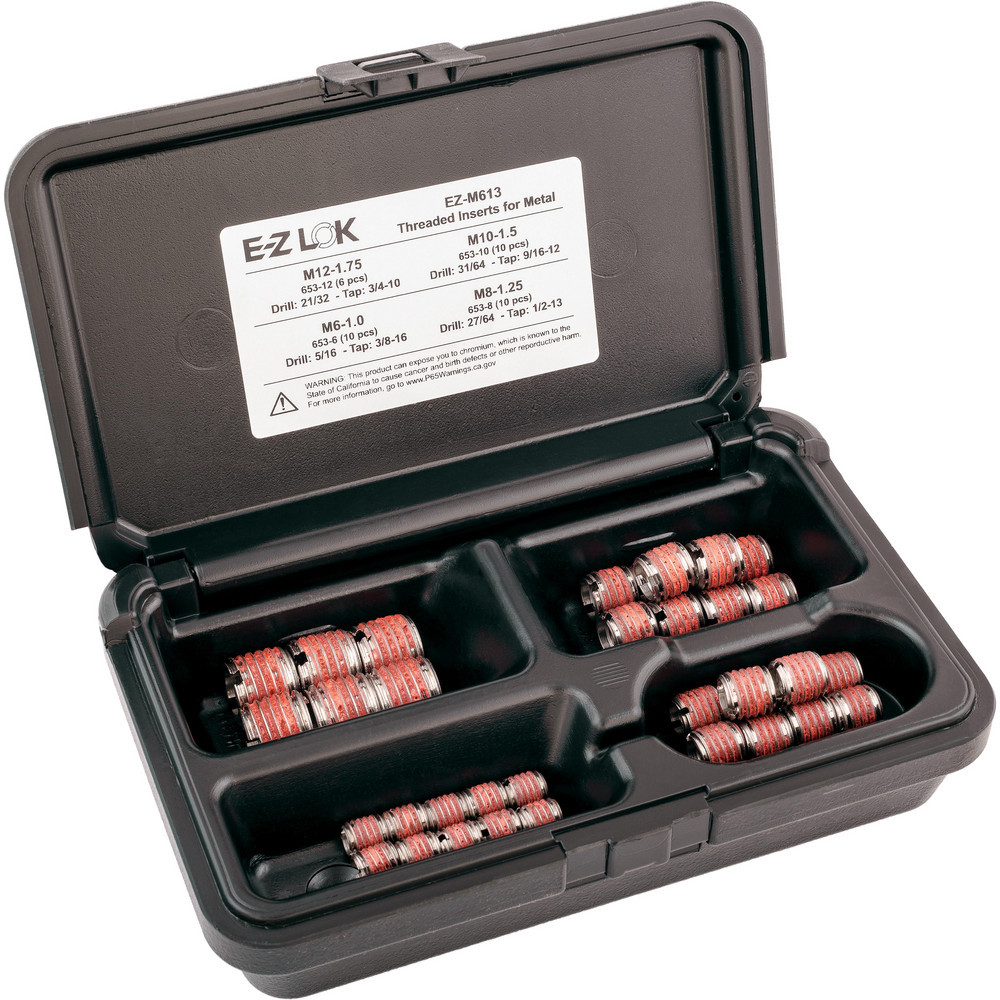 Thread Repair Kits; Kit Type: Threaded Insert ; Insert Thread Size (mm): M6x1; M8x1.25; M10x1.5; M12x1.75 ; Includes Drill: No ; Includes Tap: No ; Includes Installation Tool: No ; Includes Tang Removal Tool: No
