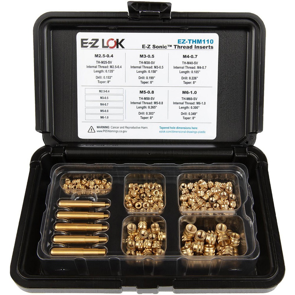 Thread Repair Kits; Kit Type: Threaded Insert ; Insert Thread Size (mm): M2.5x0.4; M3x0.5; M4x0.7; M6x1 ; Includes Drill: No ; Includes Tap: No ; Includes Installation Tool: No ; Includes Tang Removal Tool: No