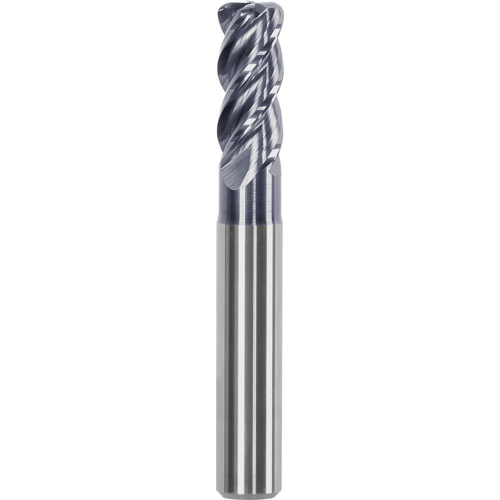 Corner Radius End Mill: 4 mm Dia, 11 mm LOC, 4 Flutes, Solid Carbide