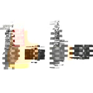 3/4 IN 374A IRON BOILER PRESSURE RELIEF VALVE 30 PSI FORGED BRASS INLET DISCHARGE LINE FLOOD SENSOR INCLUDED