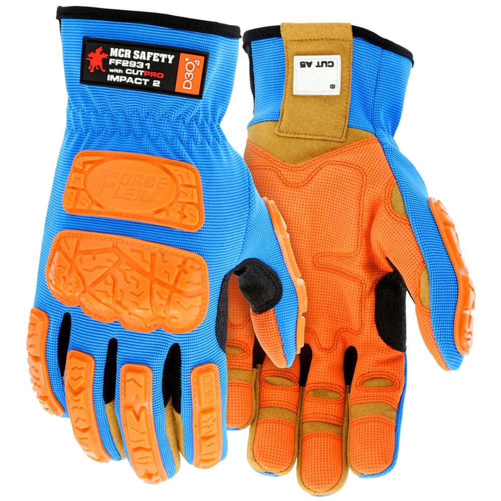 Cut, Puncture & Abrasion-Resistant Gloves: MCR Safety FF2931, Size X-Large, ANSI Cut A5, ANSI Puncture 5, Synthetic, MAXGrid & Hypermax