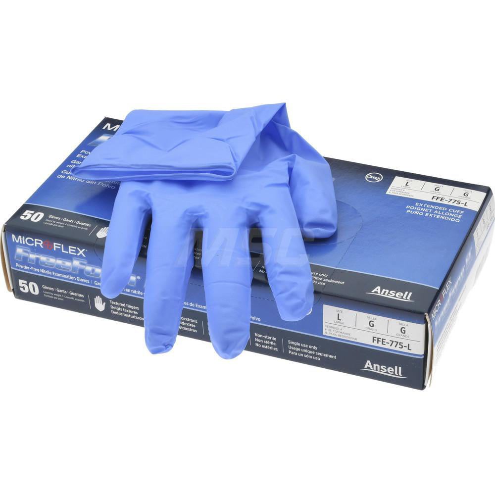 Series Microflex FreeForm Disposable Gloves: Size Large, 4.7 mil, Uncoated-Coated Nitrile, Medical Grade, Unpowdered
