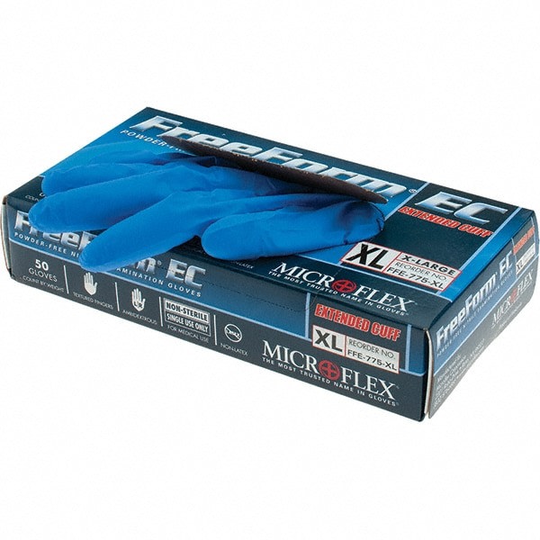 Series Microflex FreeForm Disposable Gloves: Size X-Large, 4.7 mil, Uncoated-Coated Nitrile, Medical Grade, Unpowdered