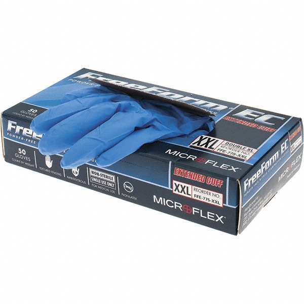 Series Microflex FreeForm Disposable Gloves: Size 2X-Large, 4.7 mil, Uncoated-Coated Nitrile, Medical Grade, Unpowdered
