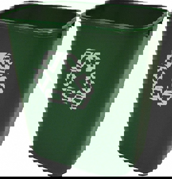 Recycling Container: 28 qt, Rectangle, Green