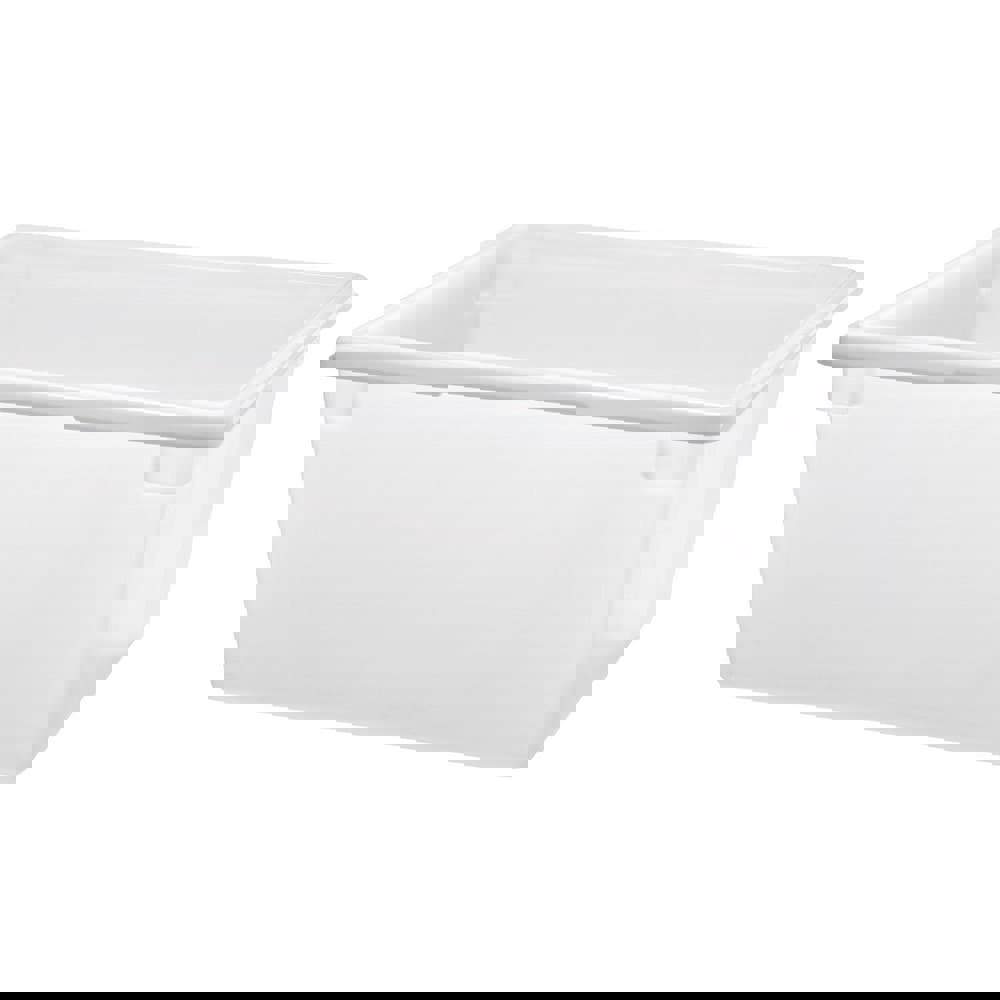 Food Tote Box Container: Polyethylene, Rectangular, Snap-On Lid