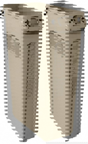 SLIM JIM Plastic Rectangular Trash/Garbage Can/Bin with Venting Channels, 23 Gal, Beige