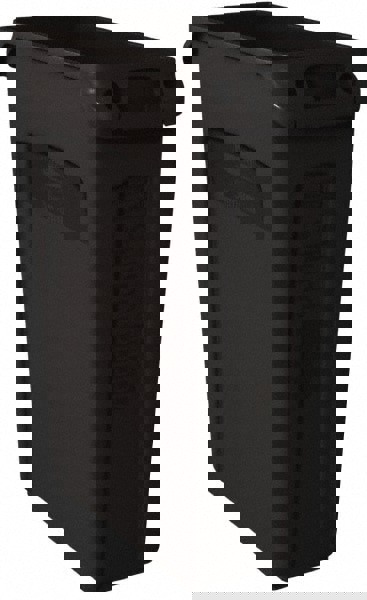 SLIM JIM Plastic Rectangular Trash/Garbage Can/Bin with Venting Channels, 23 gal, Black