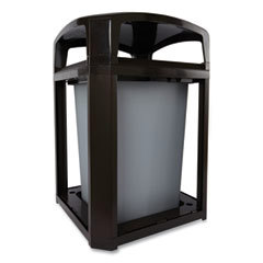 Landmark Series Classic Container, Dome Top With Ash Tray Frame And Rigid Liner, 35 gal, Black, 26.0