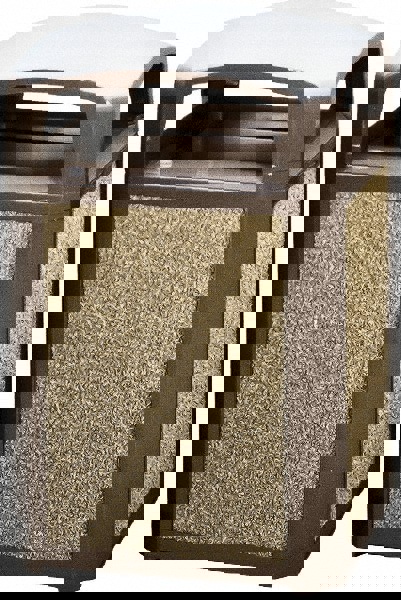 Landmark Trash Can with Dome Top Frame, Rigid Liner Included, 50 Gal, Sable Plastic, Outdoor