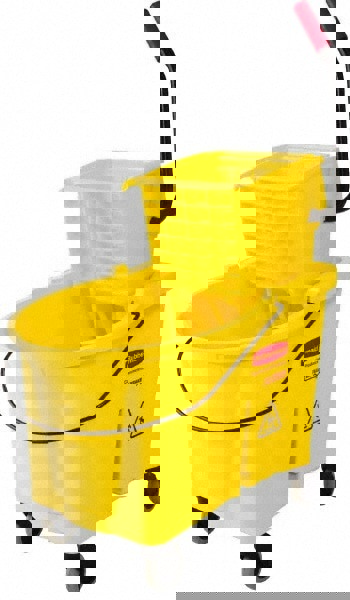 WaveBrake 44 Qt Side-Press Mop Bucket & Wringer Combo on Wheels with Foot Drain, Yellow