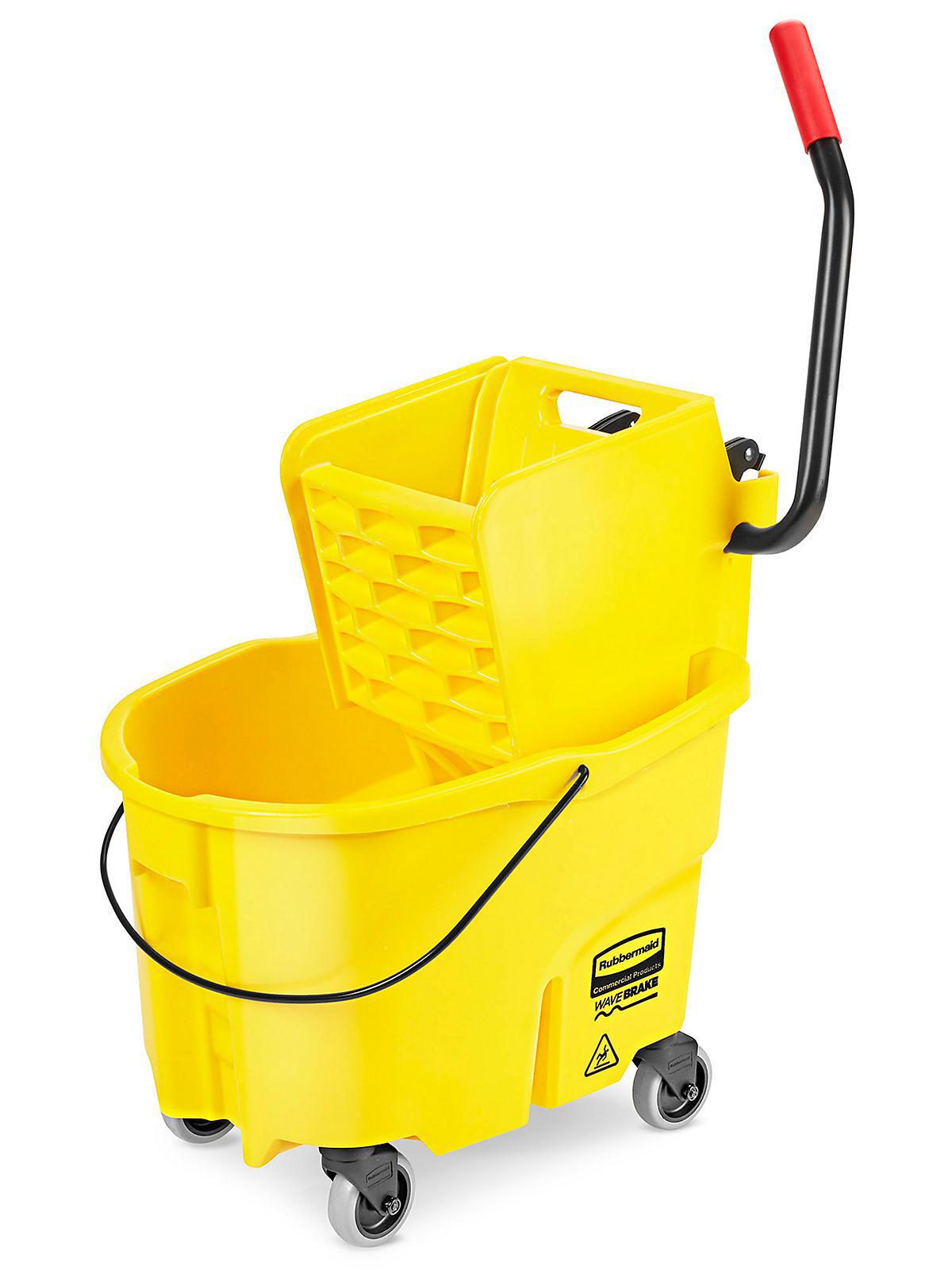 WaveBrake 26 Qt Side-Press Mop Bucket & Wringer Combo on Wheels, Yellow