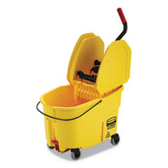 WaveBrake 44 Qt Down-Press Mop Bucket & Wringer Combo on Wheels with Foot Drain, Yellow