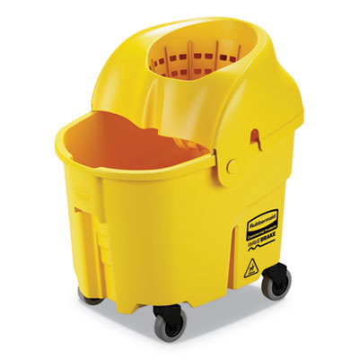 WaveBrake 35 Qt Institution Bucket & Wringer Combo on Wheels, No Metal, Yellow