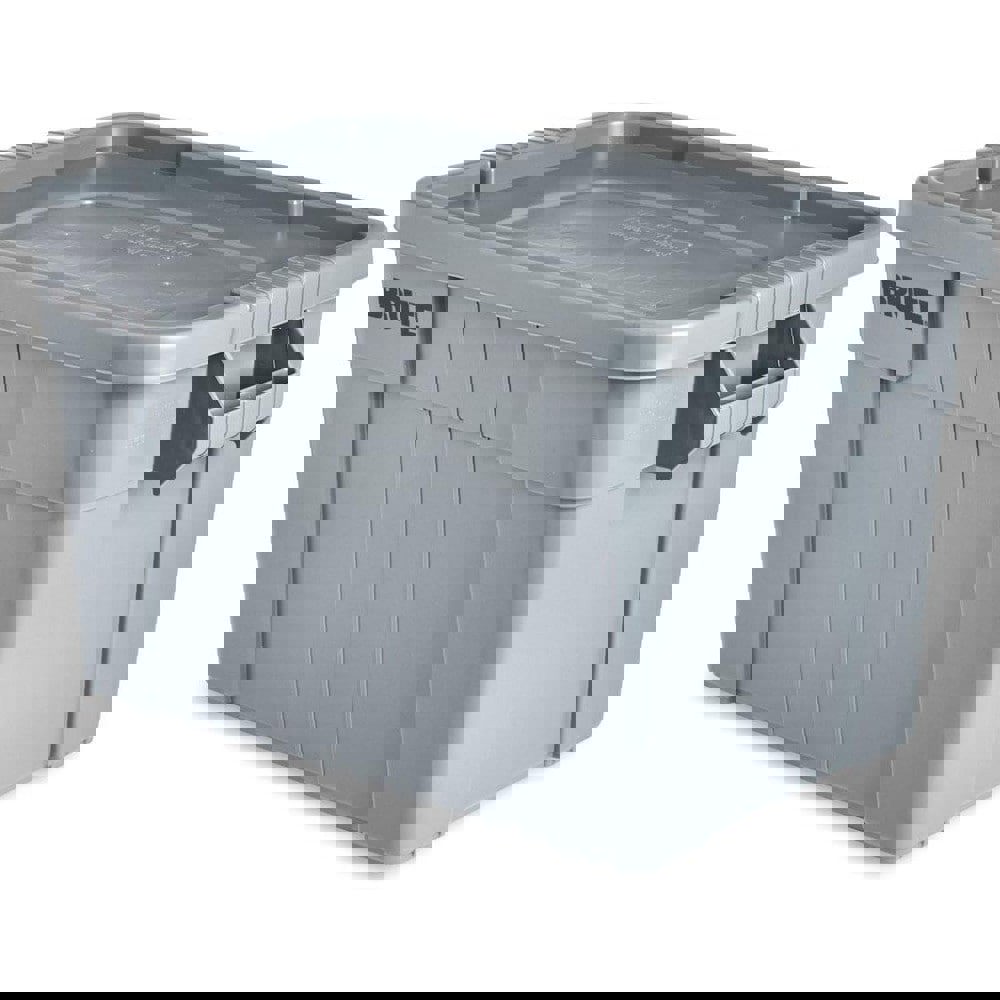 BRUTE Tote Storage Container with Lid-included, 20-Gallon, Gray, Rugged/Reusable Boxes