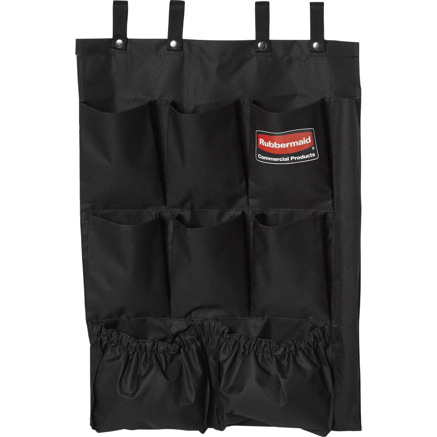 Rubbermaid Commercial 9-Pocket Housekeeping/Cleaning Cart Organizer, Additional Storage to Hold Spray Bottles/Supplies/Brushes/Liners/Bags, Black