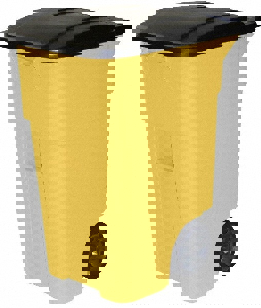 Rollout Trash/Garbage Can/Bin with Wheels, 50 gal, Yellow