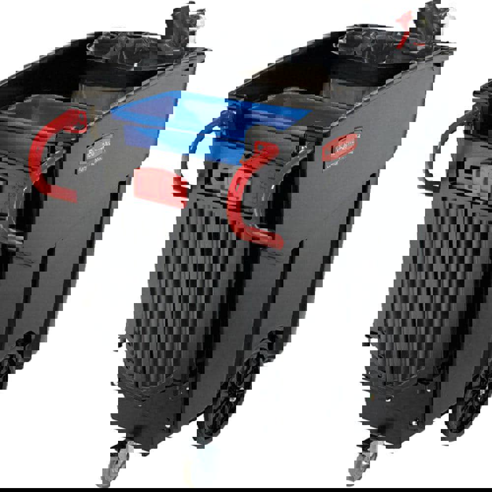 MEGA BRUTE Mobile Collector/Trash/Garbage/Recycling Cart with Double Doors, Multi-Stream, 120 Gal, 400 lbs Capacity, Black