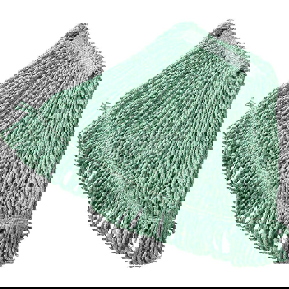 Wet Mop Loop: Clamp Jaw, Medium, Green Mop, Blended Fiber