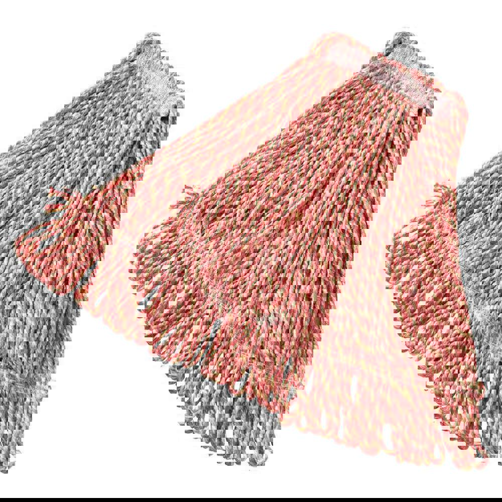Wet Mop Loop: Clamp Jaw, Medium, Red Mop, Blended Fiber