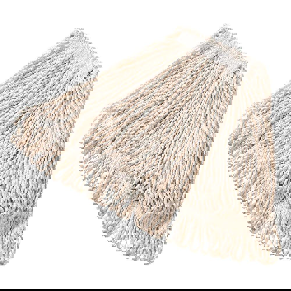 Wet Mop Loop: Clamp Jaw, Medium, White Mop, Blended Fiber