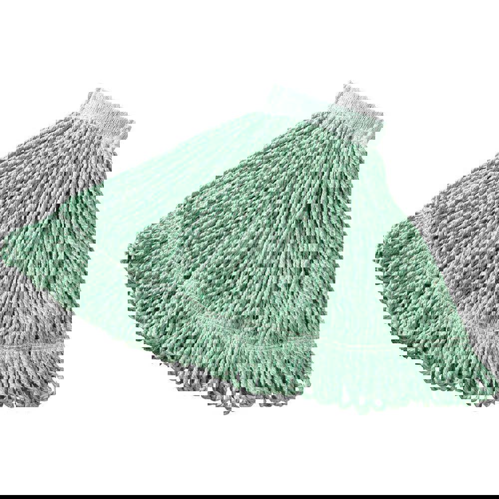 Wet Mop Loop: Clamp Jaw, Medium, Green Mop, Blended Fiber