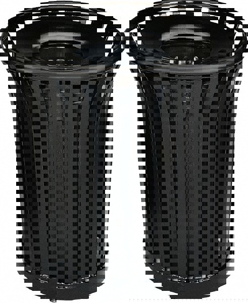 Decorative Trash Can: 36 gal, Round, Black