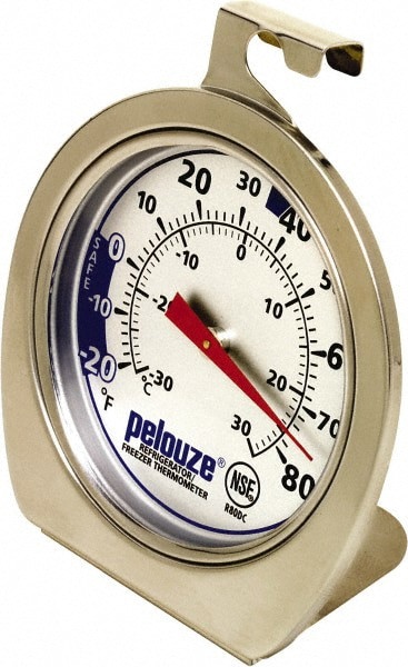 Cooking & Refrigeration Thermometers; Type: Refrigeration Thermometer; Minimum Temperature: -20 0F; Maximum Temperature (F): 80.0 0; 80; 80.0 0F; 80.0 0C; Display Type: Dial; Housing Material: Plastic; Metal; Features: Easy to Read Dial; Hangs or Stands f