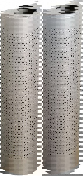 Decorative Trash Can: 12 gal, Half-Round, Gray