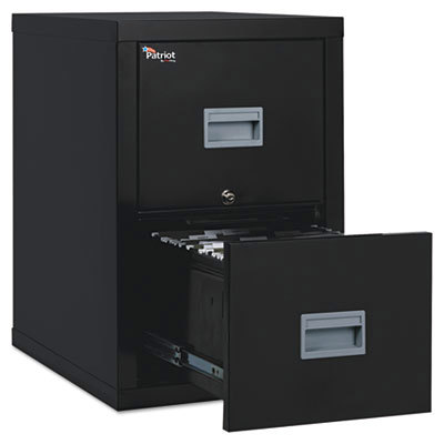 Vertical File Cabinet: 2 Drawers, Steel, Black