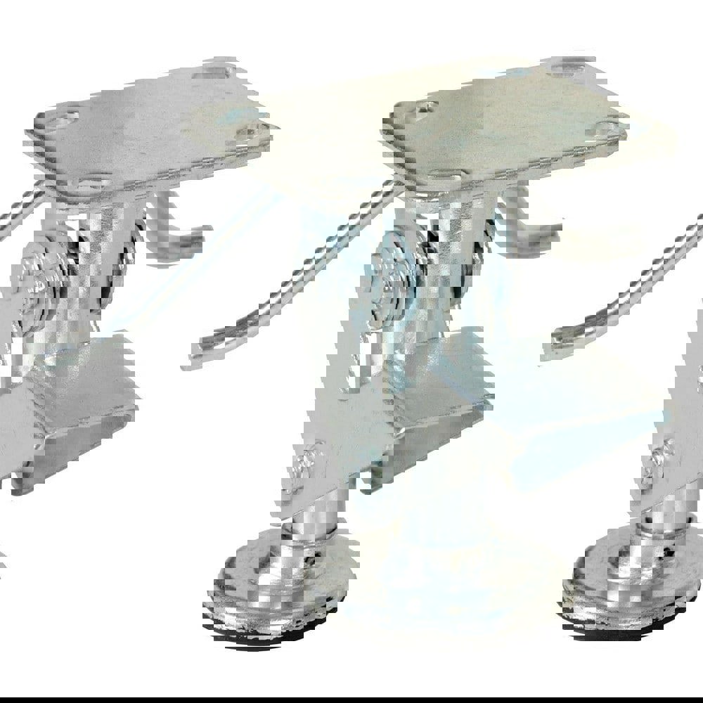 Floor Locks; Retracted Height: 5.625in ; Extended Height: 7.75in ; Top Plate Size: 4.5 x 4 in ; Maximum Height: 5.75in ; Color: Silver ; Material: Steel