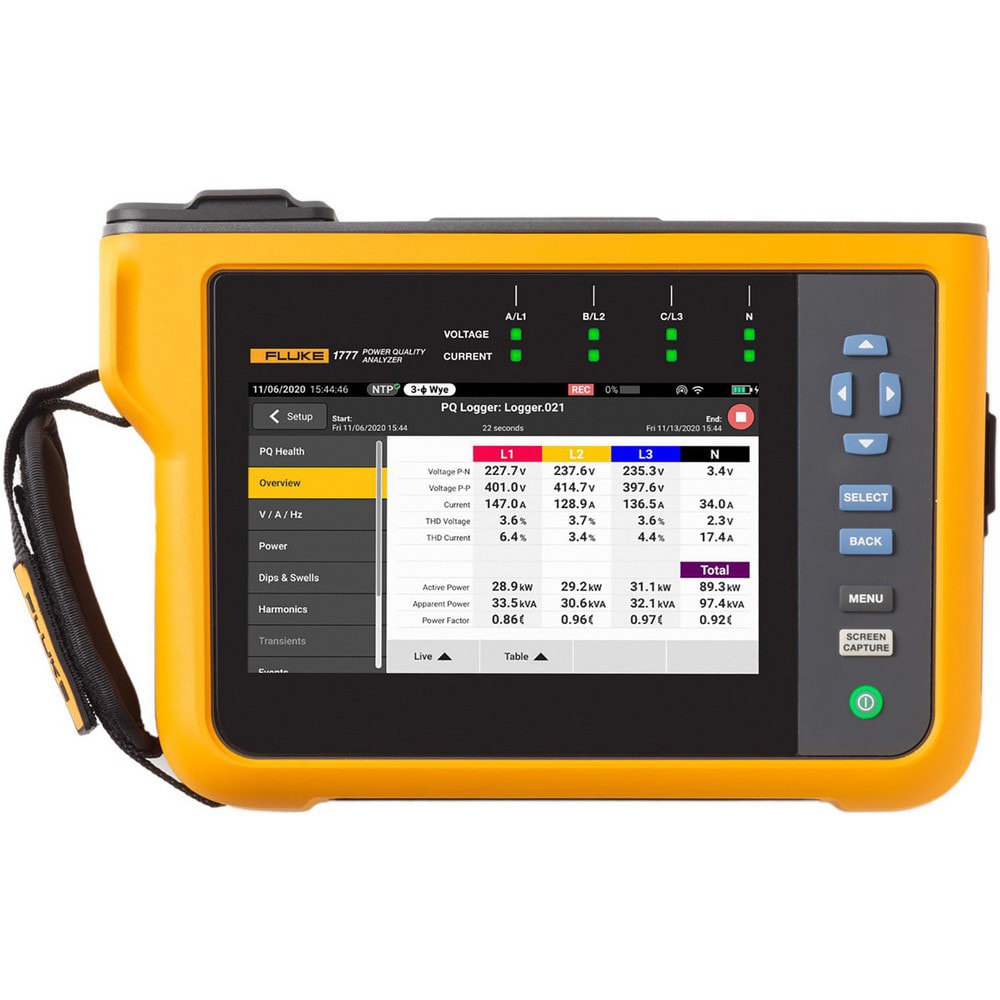 Power Meters; Meter Type: Power Quality Analyzer ; Application: Measures Power and Power Quality Parameters ; Maximum Current Capability (A): 1500.00 ; Maximum Solar Power Measurement: 100 V ; Power Factor: 0 ; Peak Capture: No