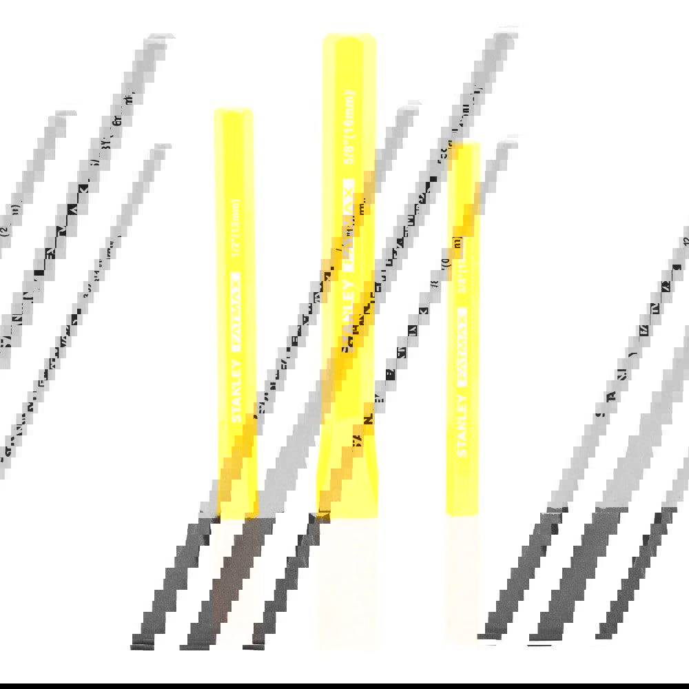 Chisel Sets; Set Type: Cold Chisel Set ; Body Material: Steel ; Handle Material: None ; Container Type: Carded ; Chisel Size: 3/8 in; 5/8 in; 1/2in ; Insulated: No