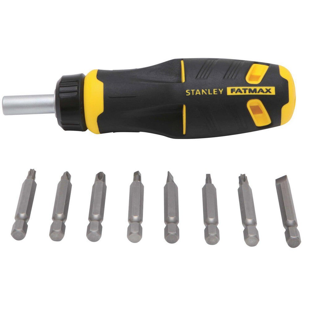 Bit Screwdrivers; Type: Multi-Bit Screwdriver ; Tip Type: Phillips; Slotted; Square; Torx ; Torx Size: T20; T25 ; Phillips Point Size: #1 - #2 ; Slotted Point Size: 3/16 in; 1/4 in ; Handle Type: Cushion Grip