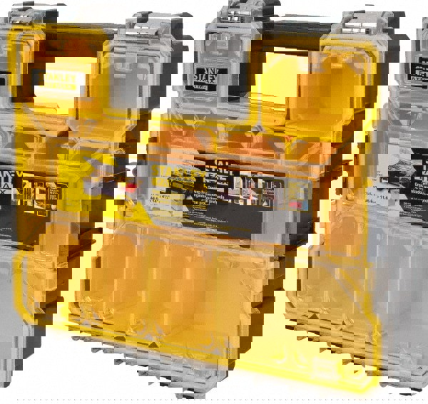 10 Compartment Clear, Black, Yellow Small Parts Deep Storage Box