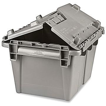 Polyethylene Attached-Lid Storage Tote: 70 lb Capacity