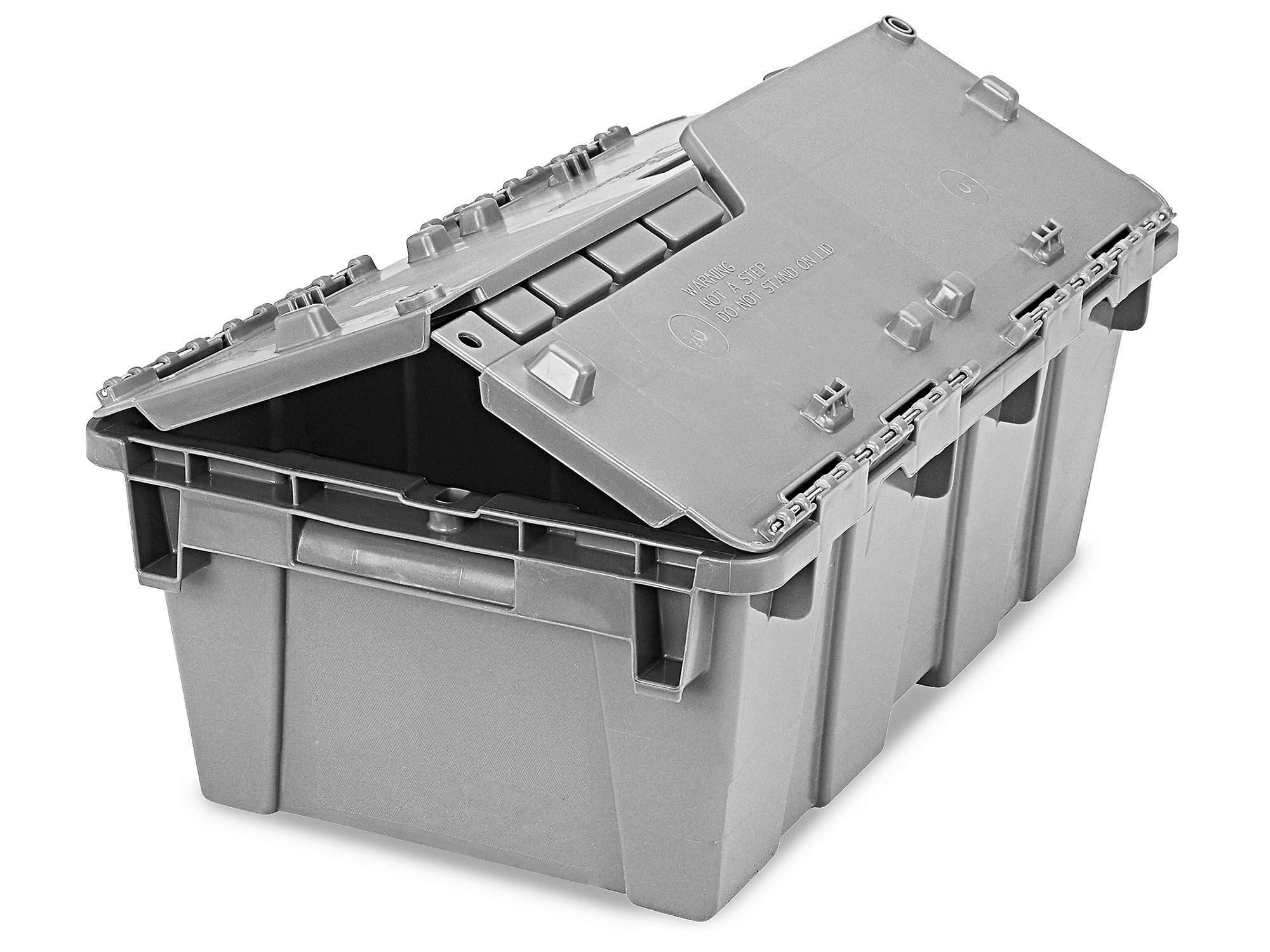 Polyethylene Attached-Lid Storage Tote: 40 lb Capacity