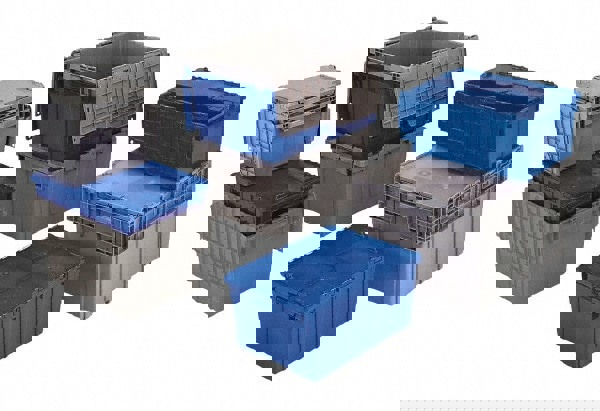 Polyethylene Attached-Lid Storage Tote: 75 lb Capacity