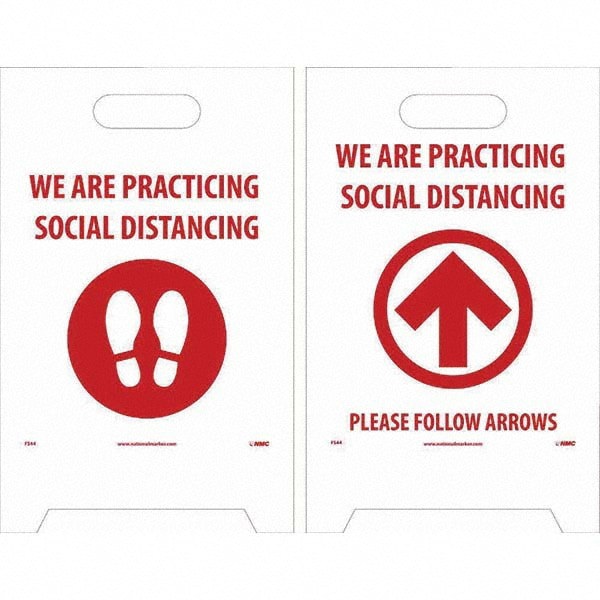 Cone & A Frame Floor Signs; Sign Type: Accident Prevention ; Message/Graphic: Message & Graphic ; Overall Height: 19in ; Viewing Points: Two-View ; Features: Corrugated ; Number of Printed Sides: 4