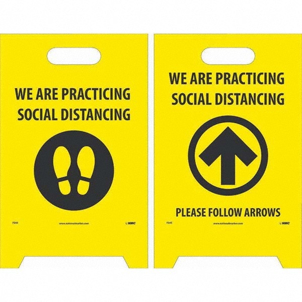 Cone & A Frame Floor Signs; Sign Type: Accident Prevention ; Message/Graphic: Message & Graphic ; Overall Height: 19in ; Viewing Points: Two-View ; Features: Corrugated ; Number of Printed Sides: 4