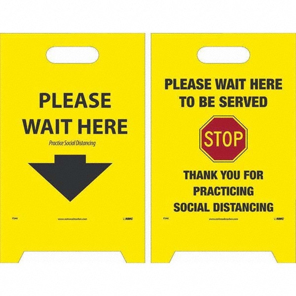 Cone & A Frame Floor Signs; Sign Type: Accident Prevention ; Message/Graphic: Message & Graphic ; Overall Height: 19in ; Viewing Points: Two-View ; Features: Corrugated ; Number of Printed Sides: 4