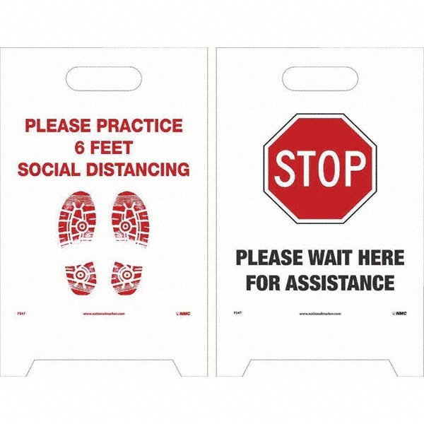 Cone & A Frame Floor Signs; Sign Type: Accident Prevention ; Message/Graphic: Message & Graphic ; Overall Height: 19in ; Viewing Points: Two-View ; Features: Corrugated ; Number of Printed Sides: 4