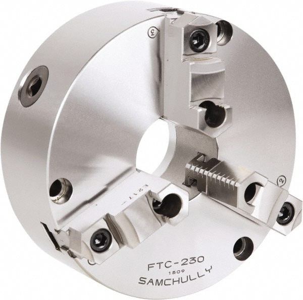 Self-Centering Manual Lathe Chuck: 3-Jaw, 232 mm Dia