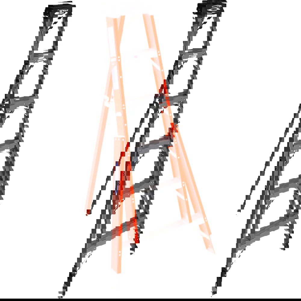 6 Step Fiberglass Foldable Step Ladder: Type IA 300 lb Capacity 6' Height