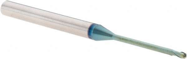 Ball End Mill: 1.50 mm Dia, 1.20 mm LOC, 2 Flute, Solid Carbide