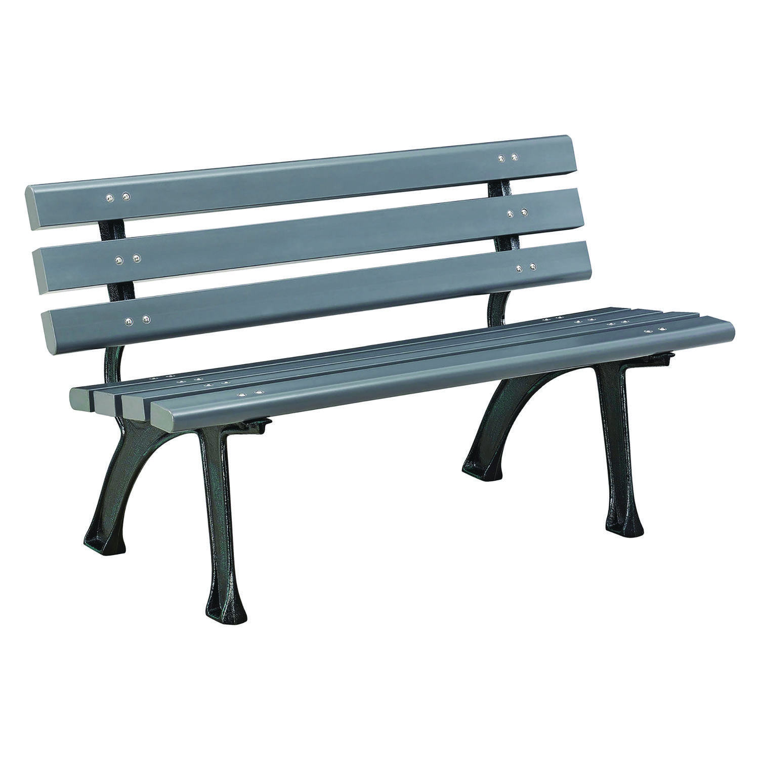 BENCH,4' PRK W/ BACK,GY