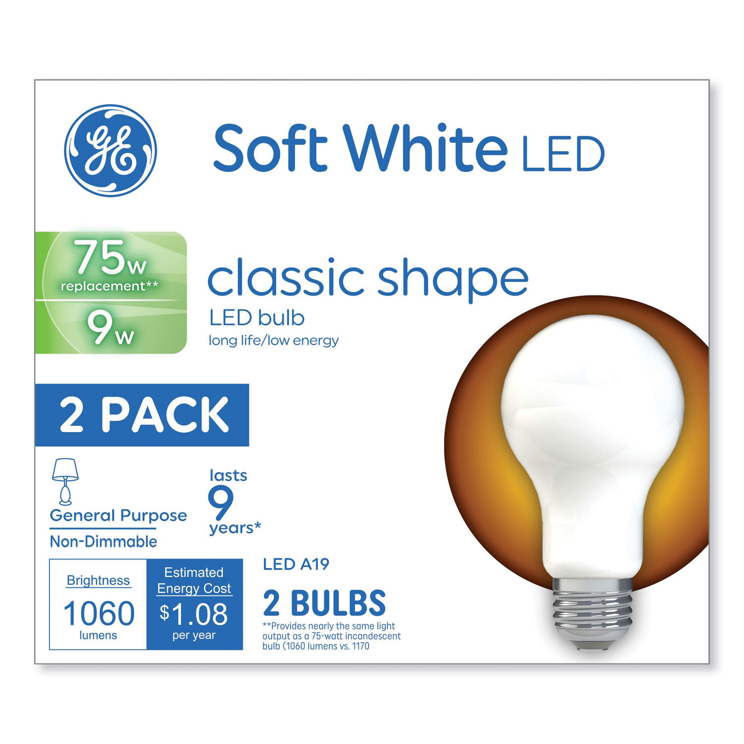 BULB,LED9NA19M/SWGWB/2PK